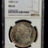 numismática Dolar Morgan 1880-S $1 NGC MS 63