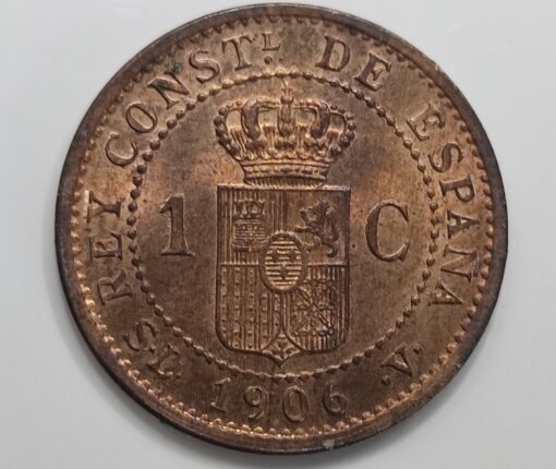 1 Centimo 1906*6 SLV Alfonso XIII (1886-1931) SIN CIRCULAR.Brillo original