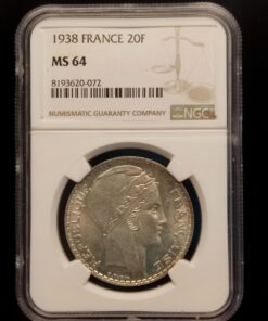 20 francs 1938 Encapsulada por NGC MS64