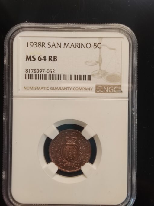 5 Centesimi San Marino Bronze 1938 R