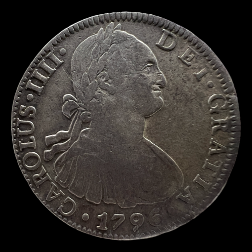 Numismática 8 Reales de Carlos IV 1796 Mexico FM