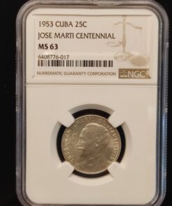 25 Centavos 1953 CUBA