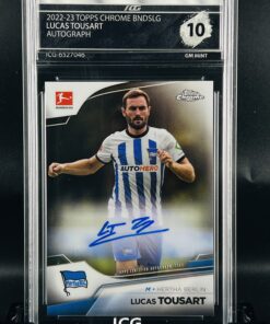 Cromo de fútbol - Lucas Tousart Autógrafo topps chrome GM MINT 10 ICG Inception Card Grading
