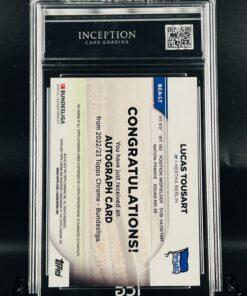 Cromo de fútbol - Lucas Tousart Autógrafo topps chrome GM MINT 10 ICG Inception Card Grading