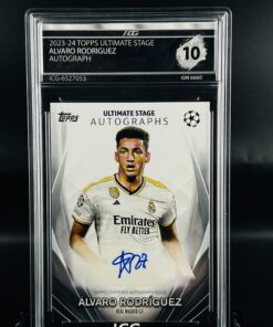 Cromo de fútbol Autografo Álvaro Rodríguez GEM MINT 10 Inception Card Grading
