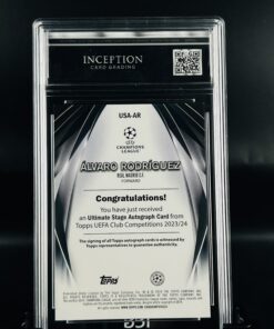 Cromo de fútbol Autografo Álvaro Rodríguez GEM MINT 10 Inception Card Grading