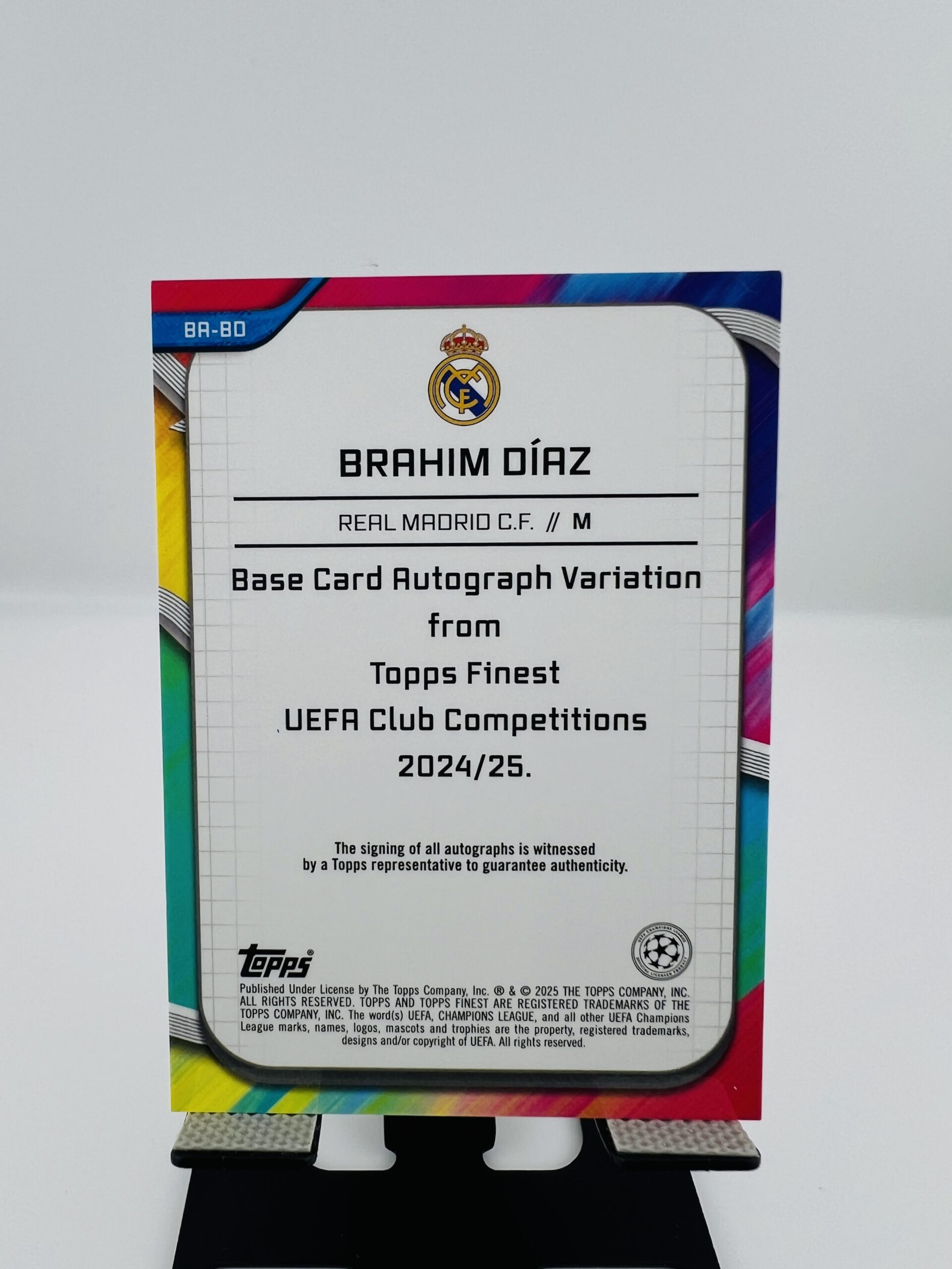 Cromo de fútbol - Auto Brahim Diaz /90 - Topps Finest