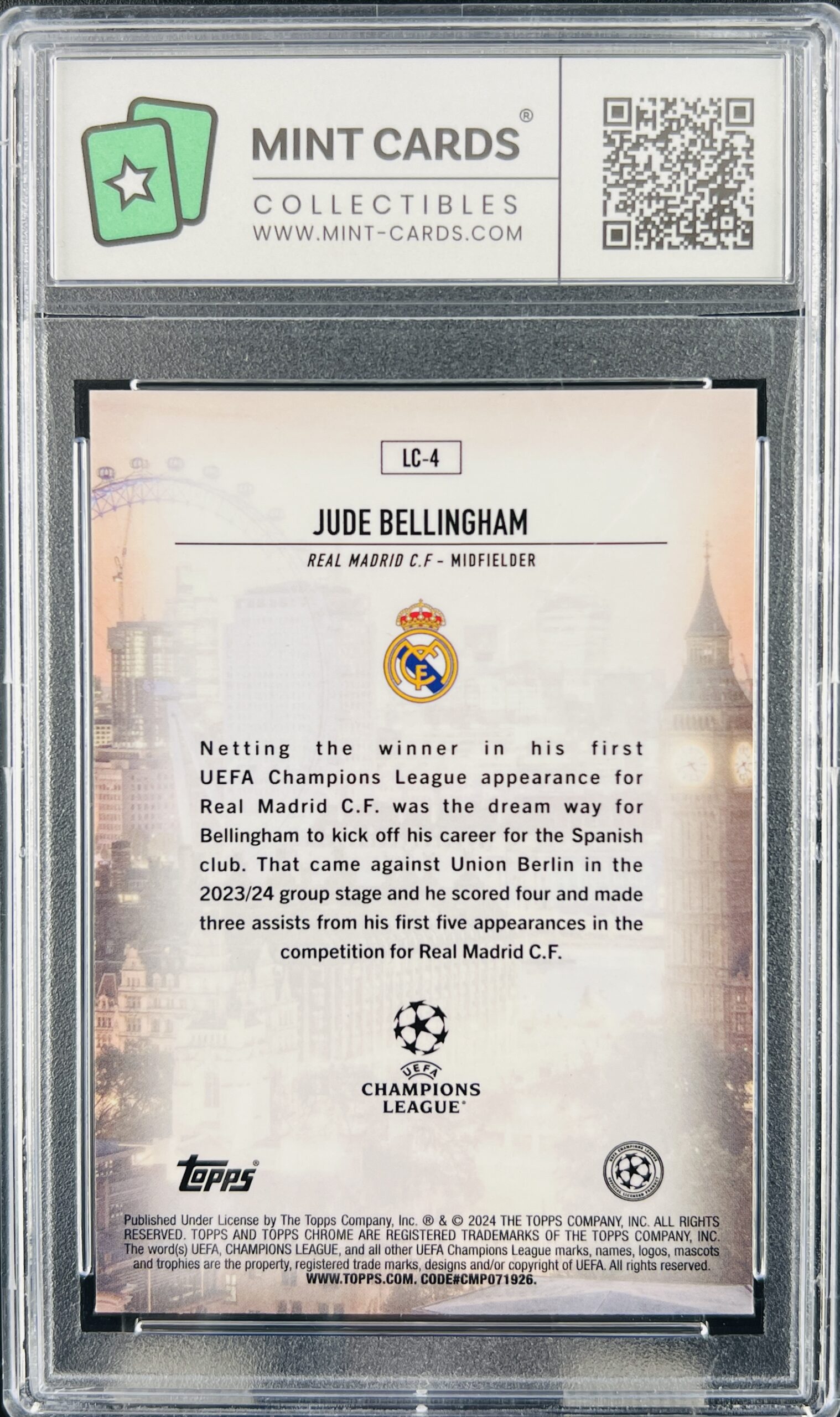 Cromo de fútbol Jude Bellingham Topps Chrome 2024 GM 10