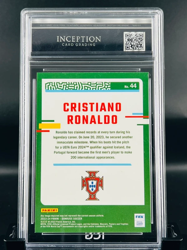 Cromo cristiano ronaldo panini donruss gem mint 9,5 inception card grading