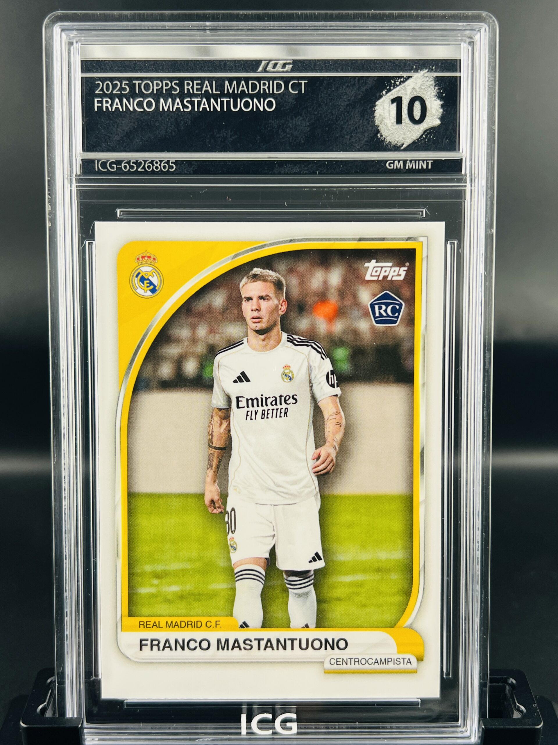 Cromo de fútbol Franco Mastantuono Topps Inception Card Grading GM MINT 10