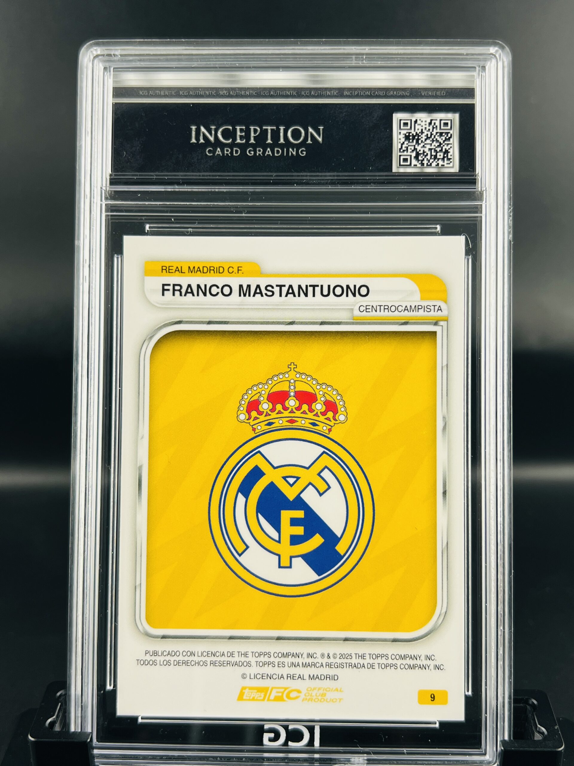 Cromo de fútbol Franco Mastantuono Topps Inception Card Grading GM MINT 10