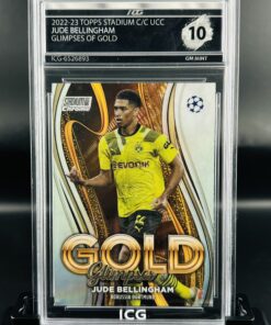 Cromo de fútbol Jude Bellingham Topps Stadium Glimpses Of Gold Inception Card Grading GM MINT 10