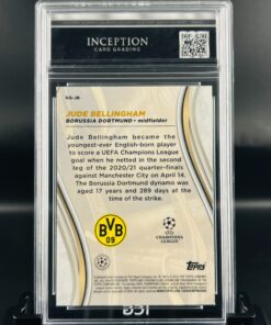Cromo de fútbol Jude Bellingham Topps Stadium Glimpses Of Gold Inception Card Grading GM MINT 10
