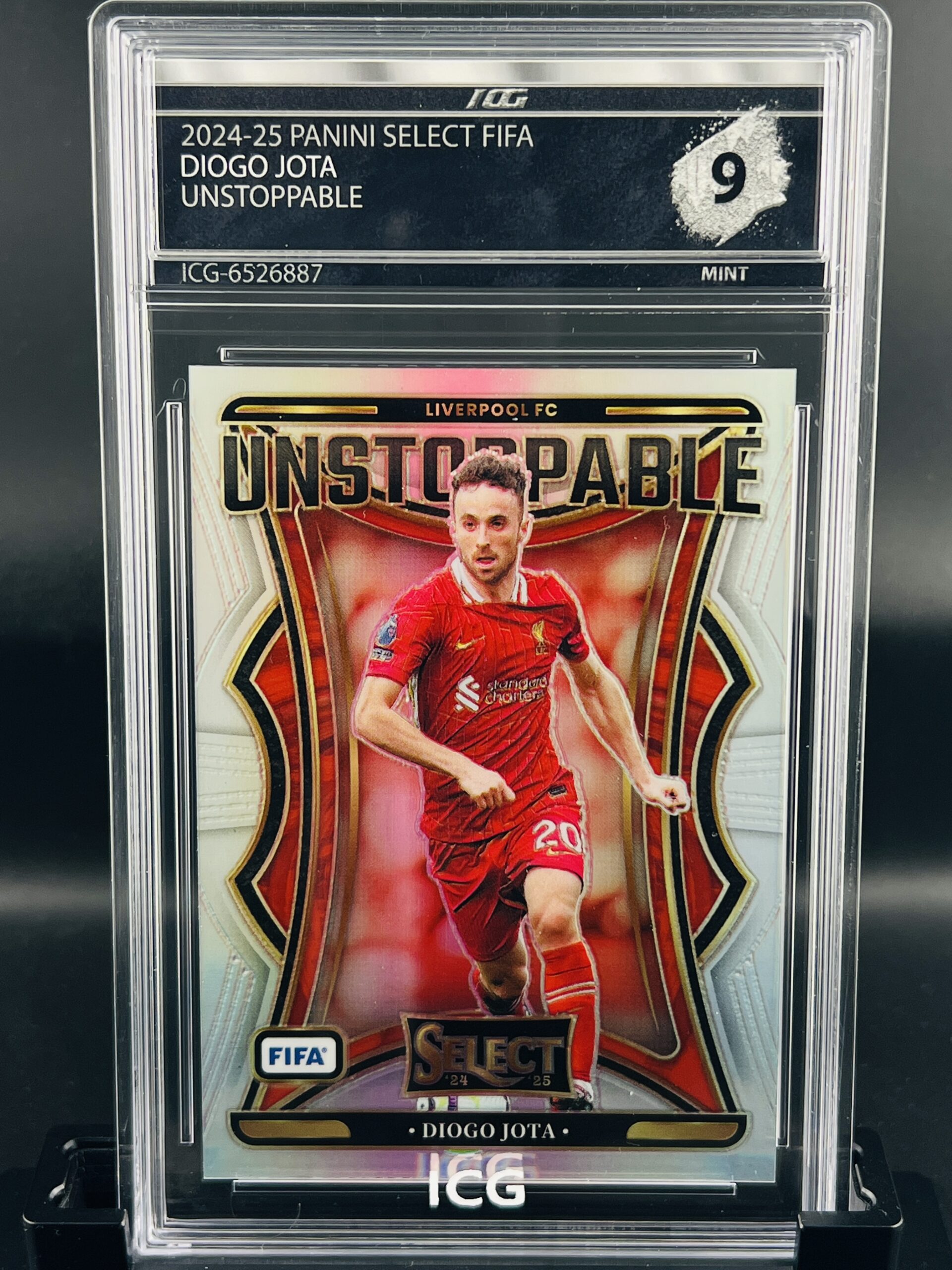 Cromo de fútbol Diogo Jota MINT 9 Panini Secet Inception card Grading