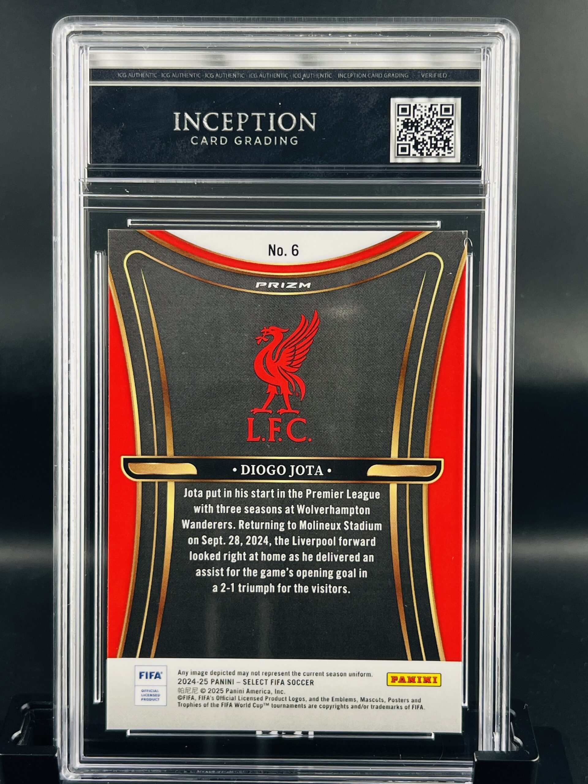 Cromo de fútbol Diogo Jota MINT 9 Panini Secet Inception card Grading