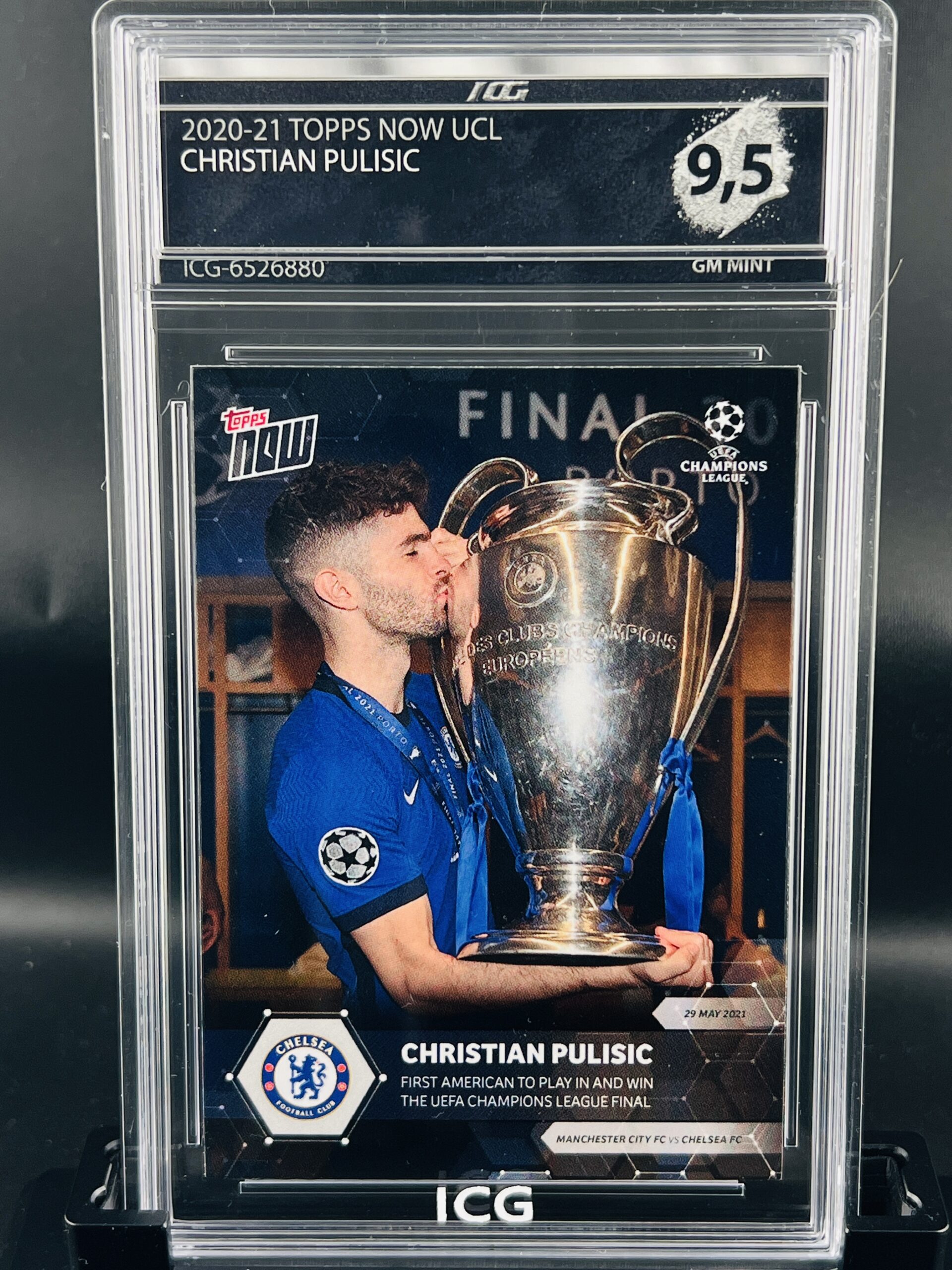 Cromo de fútbol Christian Pulisic topps now GM MINT 9,5 Inception Card Grading