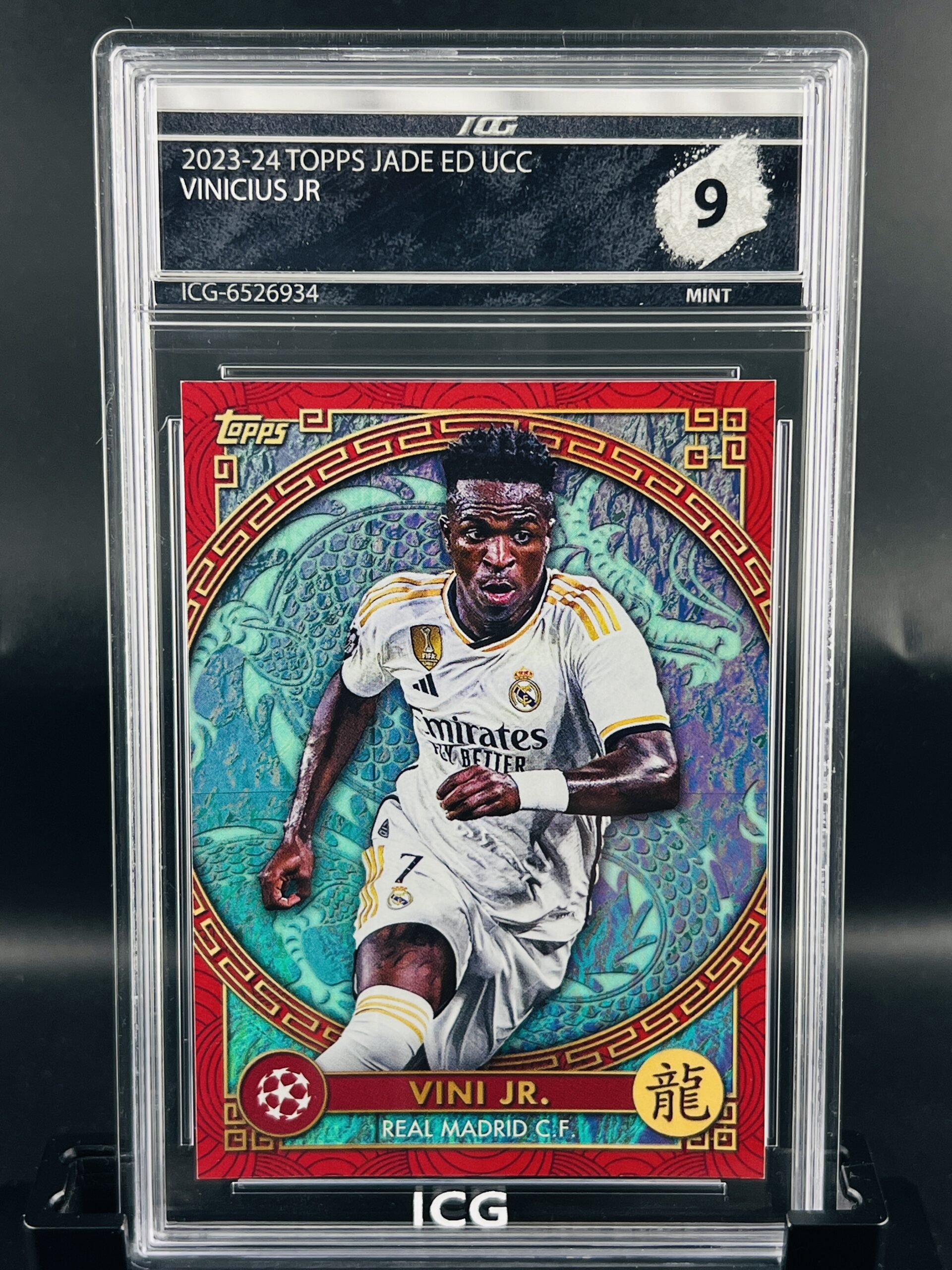 Cromo de fútbol Vinicius JR Topps Jade Dragon ICG MINT 9