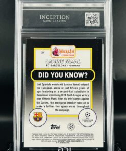 Cromo de Lamine Yamal Rookie Topps Stadium Chrome Inception Card Grading GM mint 10
