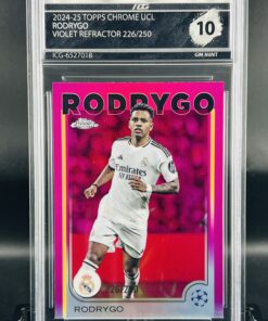 Cromo de fútbol Rodrygo topps /250 ICG gem mint 10