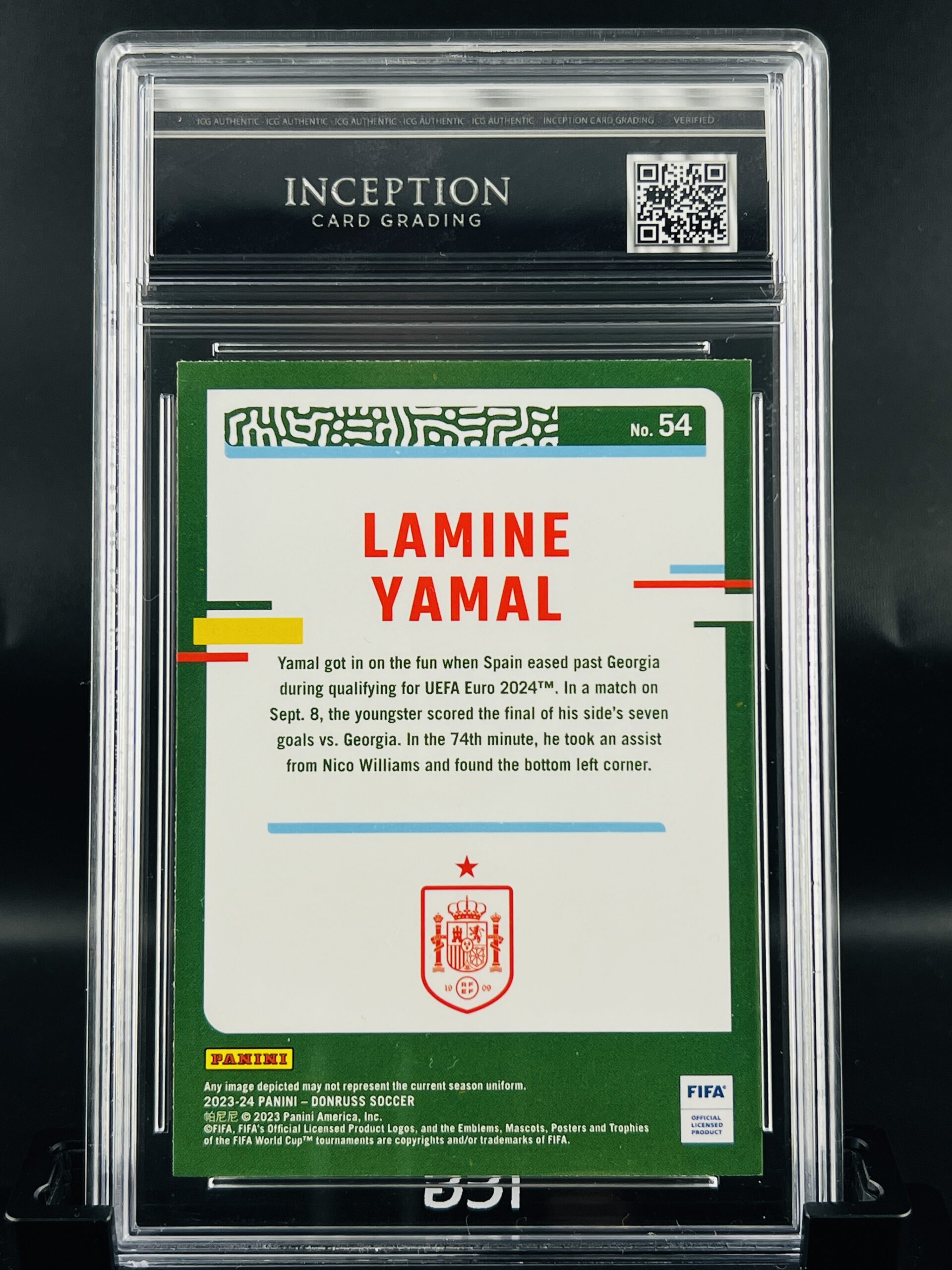 Cromo Lamine Yamal GM mint 9,5 Rookie panini donruss inception card grading