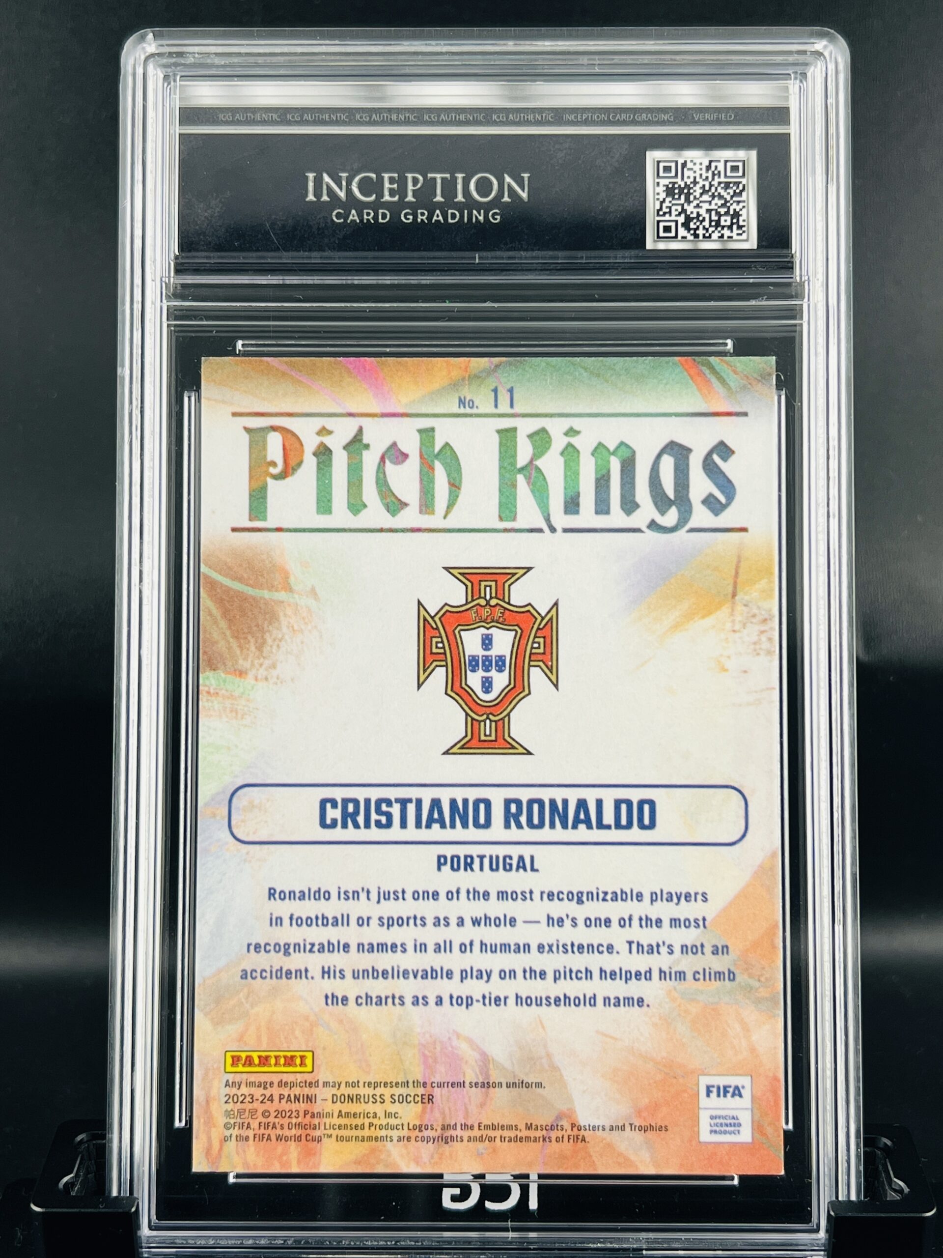 Cromo Cristiano Ronaldo GEM MINT 10 Pitch Kings Panini Donruss ICG Inception Card Grading