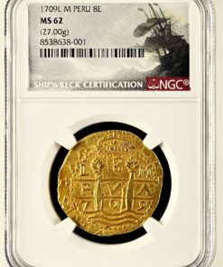 8 escudos 1709 L M Peru  Certificada MS 62  NGC