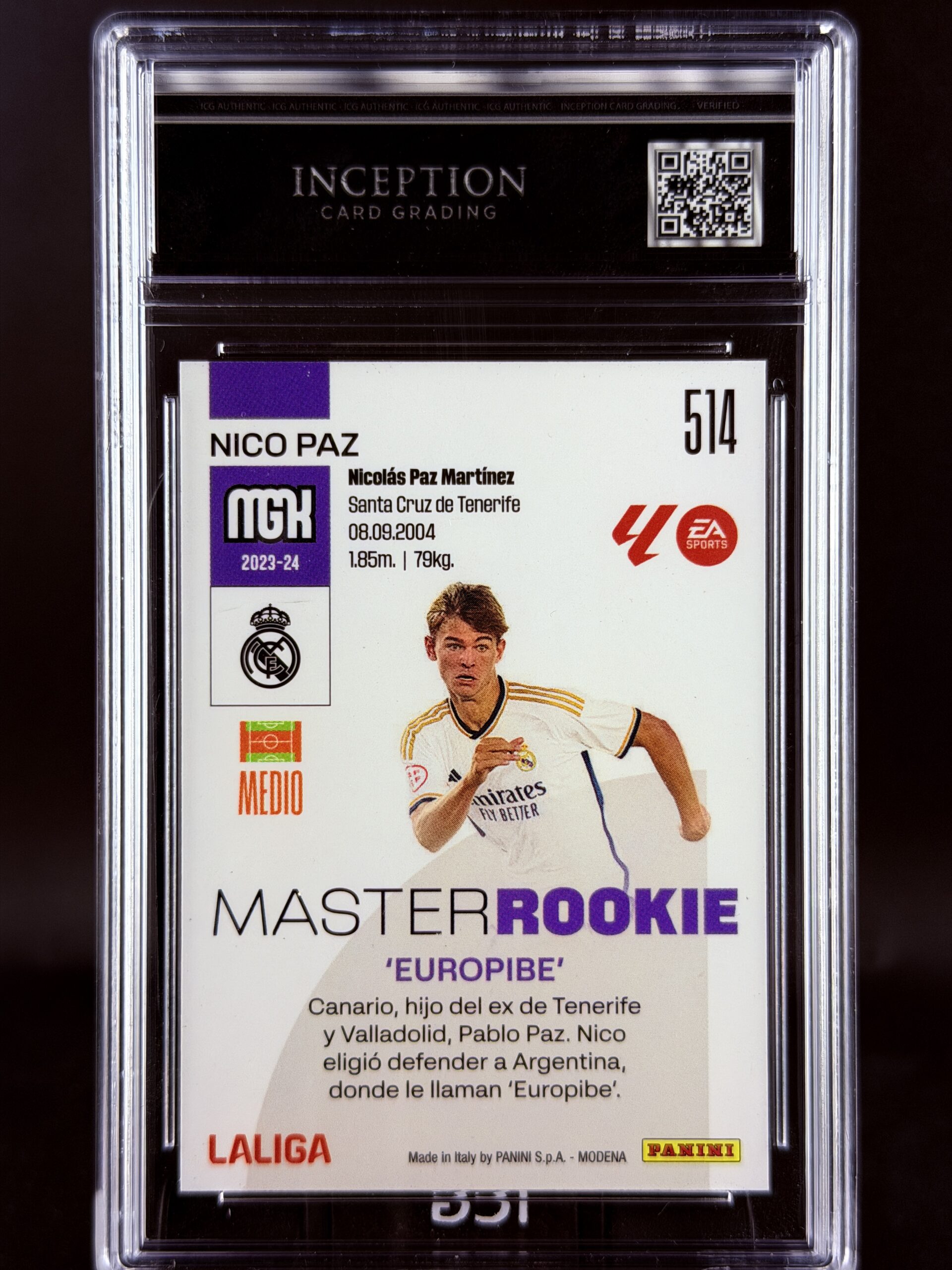 Cromo Nico Paz Panini Megacracks Gem Mint 10 Inception Card Grading
