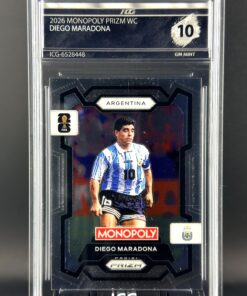 Cromo Diego Maradona Panini Monopoly Prizm Gem Mint 10 Inception Card Grading