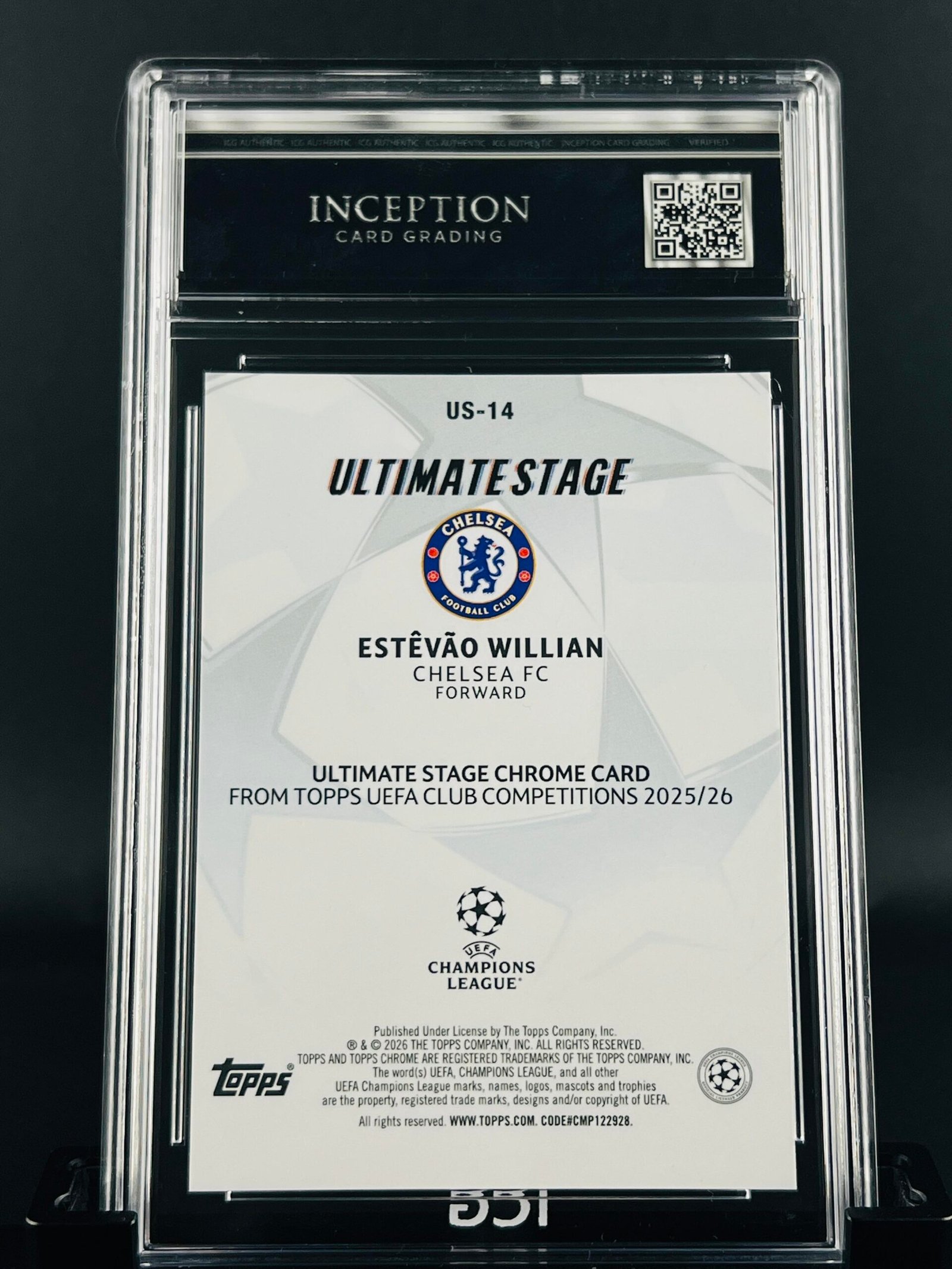 Otra vista de Cromo Estevao Willian Topps Chrome · GEM MINT 10 · Inception Card Grading · ICG · Sports Cards · TCG