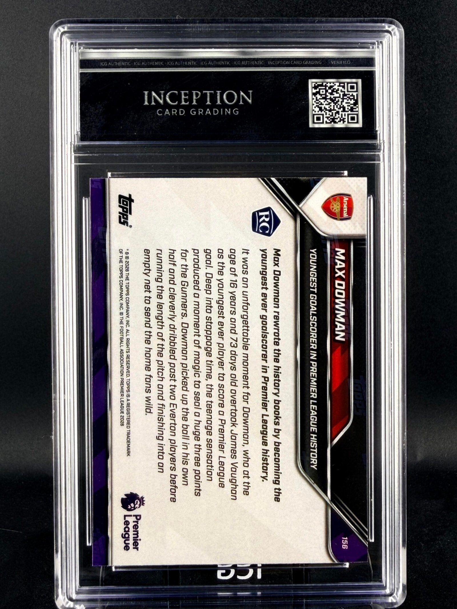 Otra vista de Cromo Max Dowman Rookie Topps GEM MINT 9,5 · Inception Card Grading · ICG · Sports Cards · TCG