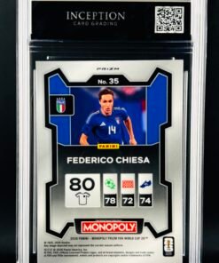 Otra vista de Cromo Federico Chiesa SILVER PRIZM Panini Fifa World Cup Monopoly GEM MINT 10 · Inception Card Grading · ICG · Sports Cards · TCG