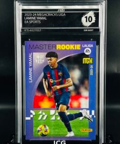 Fotografía de Cromo de fútbol Lamine Yamal Master Rookie Panini Megacracks · GM MINT 10 · Inception Card Grading · ICG · Sports Cards · TCG
