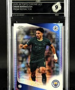 Otra vista de Cromo Omar Marmoush Topps Chrome Prism Refractor MINT 9 · Inception Card Grading · ICG · Sports Cards · TCG