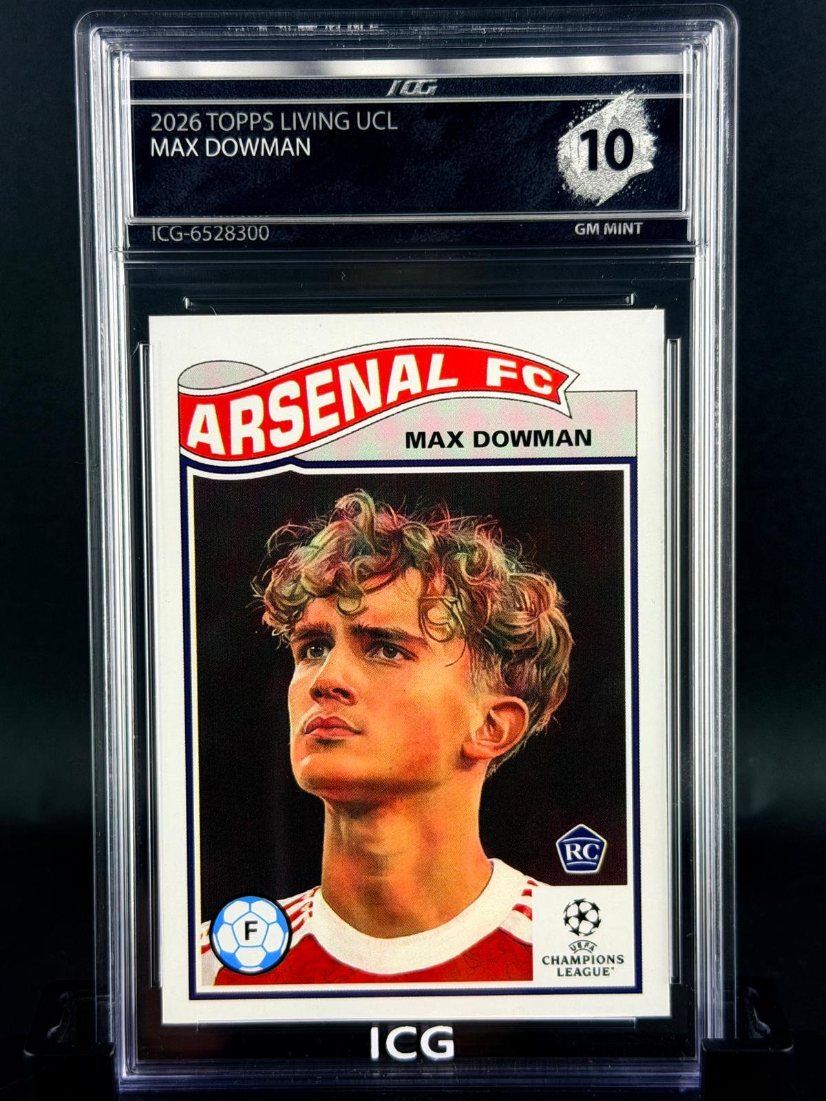 Otra vista de Cromo Max Dowman Rookie Topps Living · GEM MINT 10 · Inception Card Grading · ICG · Sports Cards · TCG
