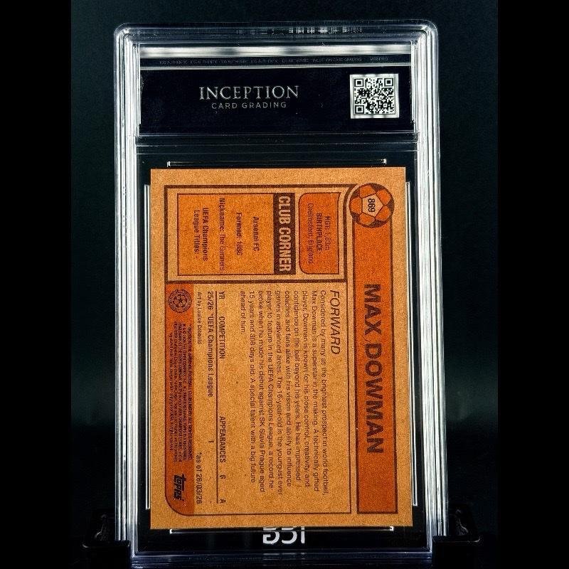 Otra vista de Cromo Max Dowman Rookie Topps Living · GEM MINT 10 · Inception Card Grading · ICG · Sports Cards · TCG