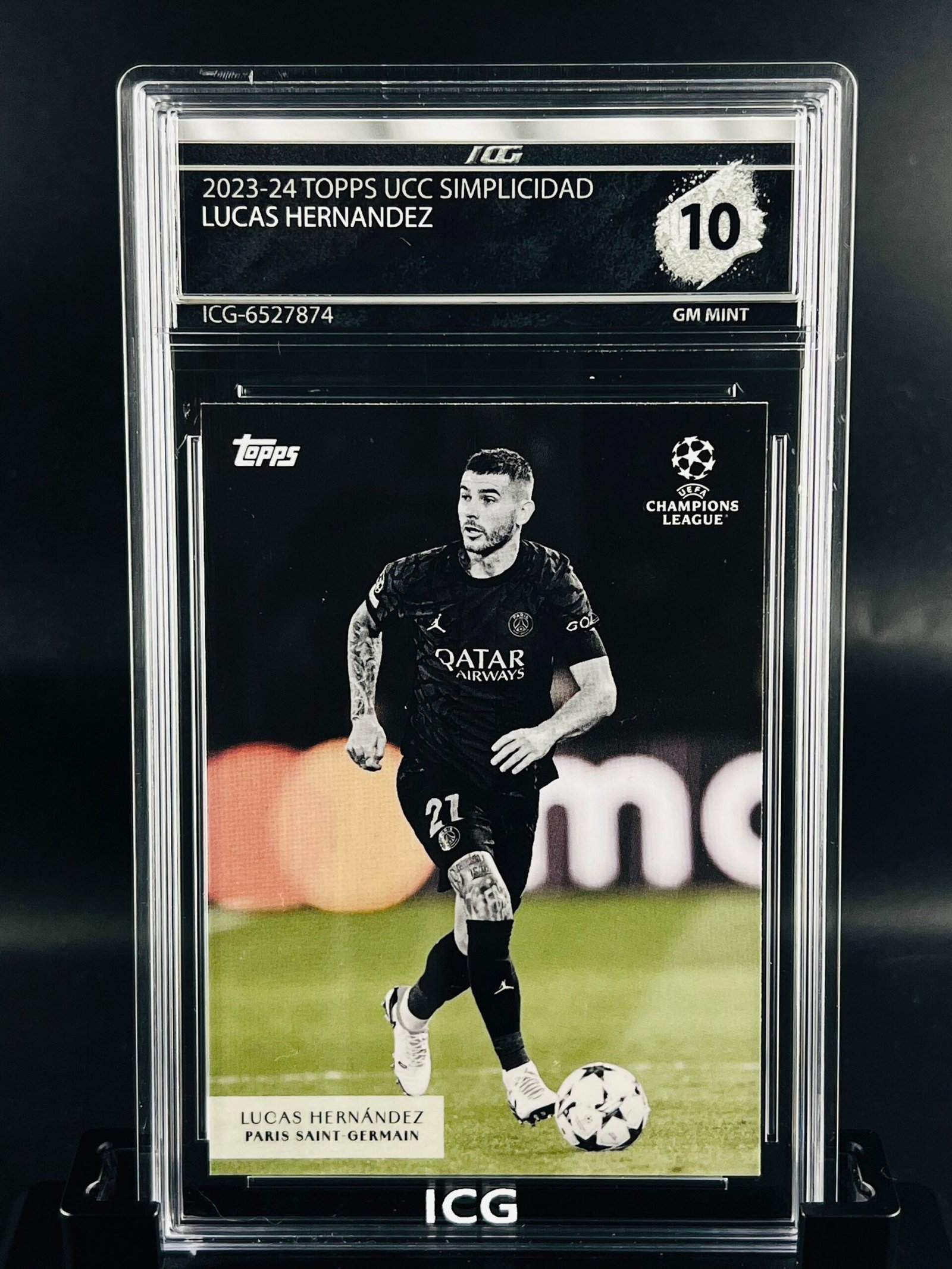 Otra vista de Cromo de fútbol Lucas Hernandez Topps Simplicidad · GM MINT 10· Inception Card Grading · ICG · Sports Cards · TCG