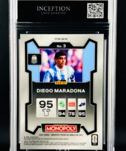 Otra vista de Cromo Diego Maradona Four Corners Blue Wave PRIZM Panini Fifa World Cup Monopoly MINT 9 · Inception Card Grading · ICG · Sports Cards · TCG