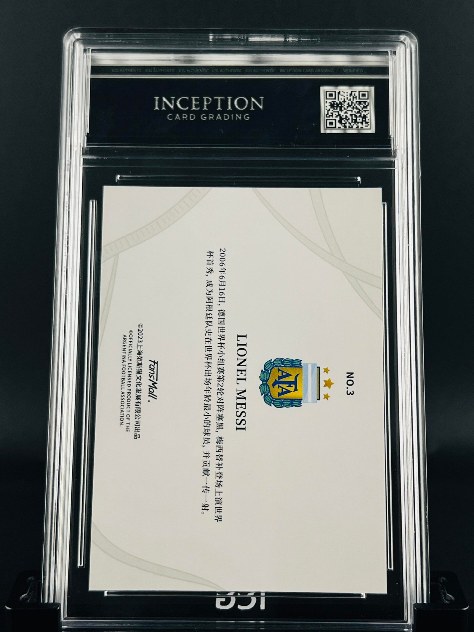 Otra vista de Cromo Lionel Messi Fansmall Goat · GEM MINT 10 · Inception Card Grading · ICG · Sports Cards · TCG