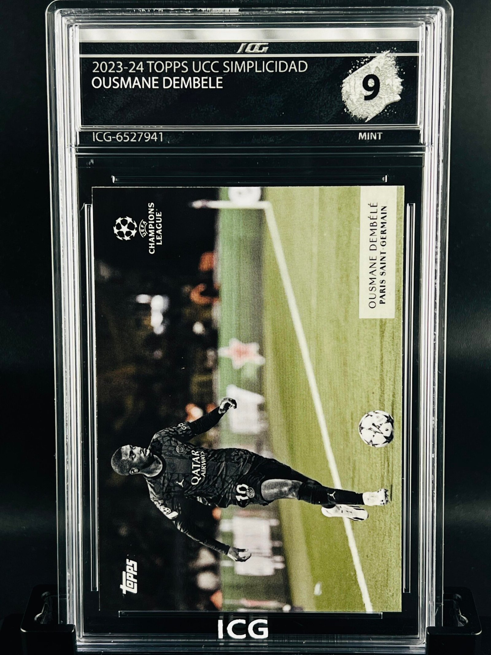 Fotografía de Cromo de fútbol Ousmane Dembele Topps Simplicidad · MINT 9 · Inception Card Grading · ICG · Sports Cards · TCG