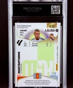 Otra vista de Cromo Mastantuono Panini Megacracks GEM MINT 10 · Inception Card Grading · ICG · Sports Cards · TCG
