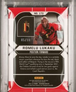 Otra vista de Cromo 2021-22 Panini Obsidian Romelu Lukaku /10 PSA 9 Electrich Yellow. POP 2
