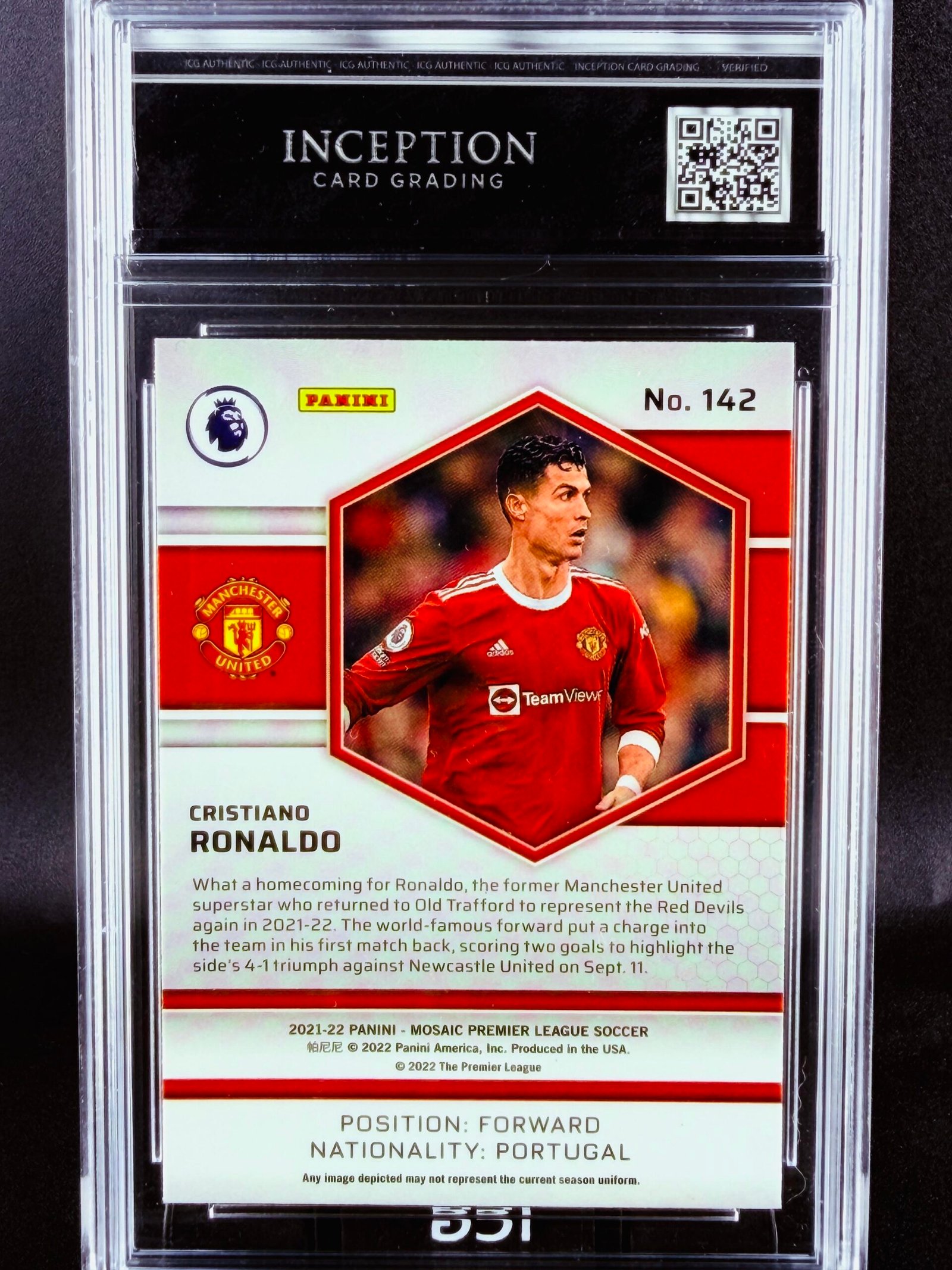 Otra vista de Cromo Cristiano Ronaldo Mosaic GEM MINT 10 · Inception Card Grading · ICG · Sports Cards · TCG