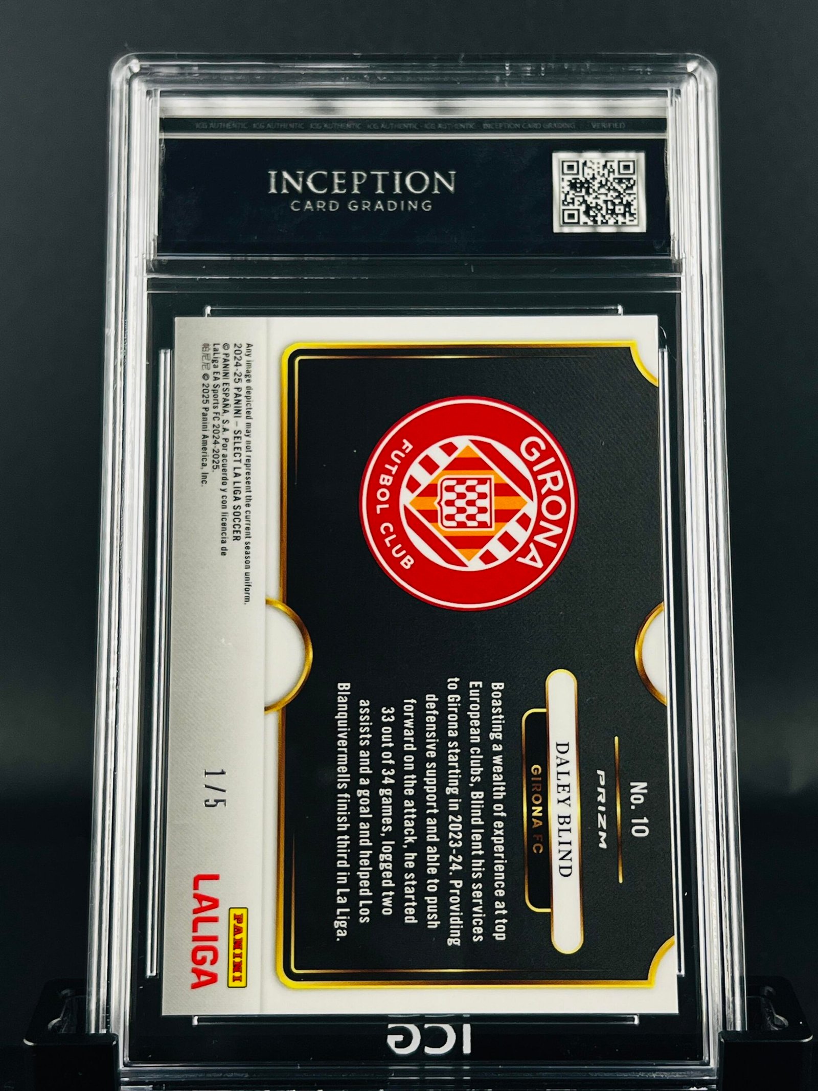 Otra vista de Cromo Daley Blind /5 Panini Select Snapshoots · GEM MINT 10 · Inception Card Grading · ICG · Sports Cards · TCG
