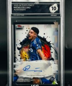 Otra vista de Cromo de fútbol Matias Coccaro Autograph · Topps Finest · GM MINT 10 · Inception Card Grading · ICG · Sports Cards · TCG