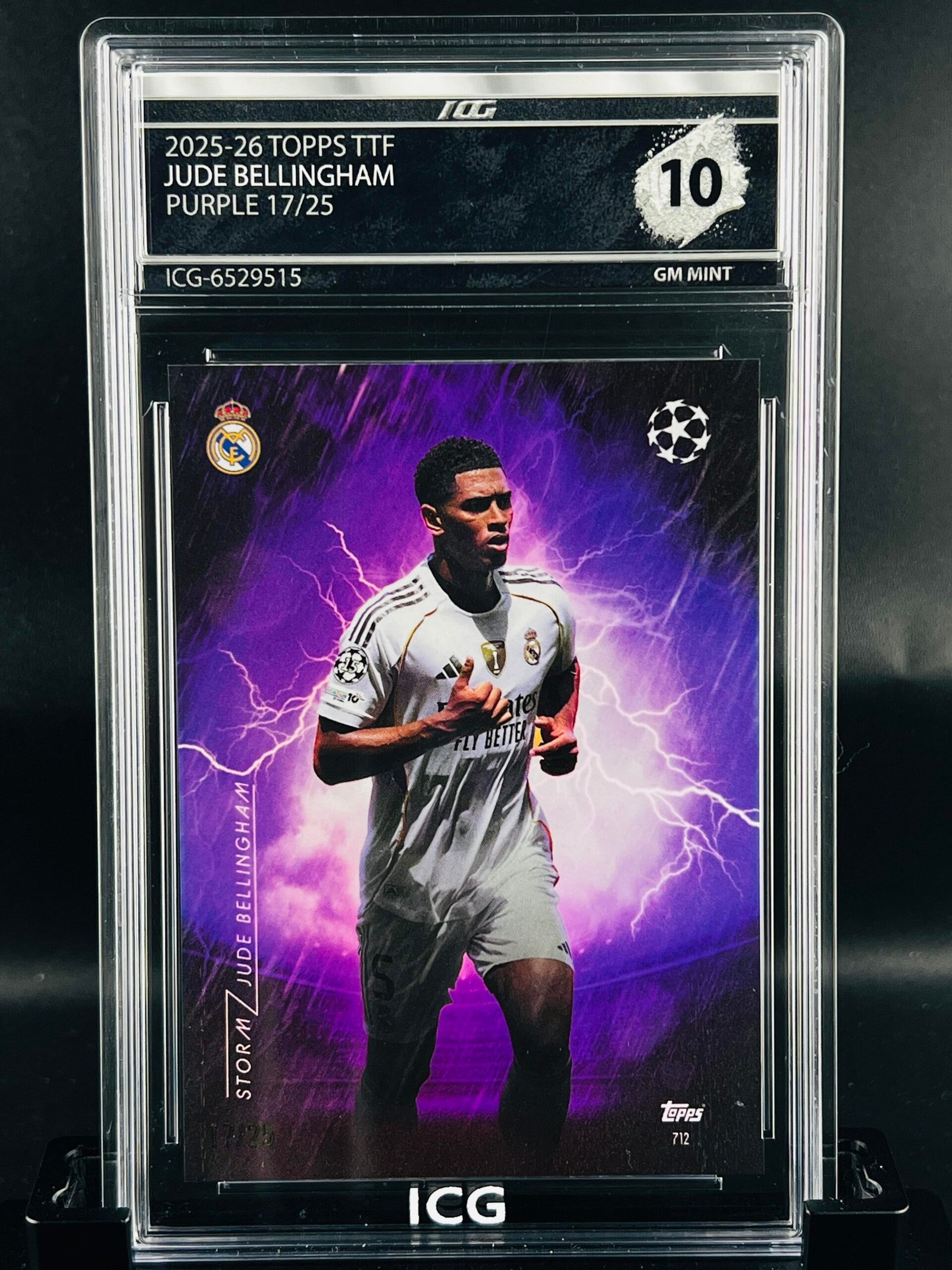 Otra vista de Cromo de fútbol Jude Bellingham Topps TTF /25 · GM MINT 10· Inception Card Grading · ICG · Sports Cards · TCG