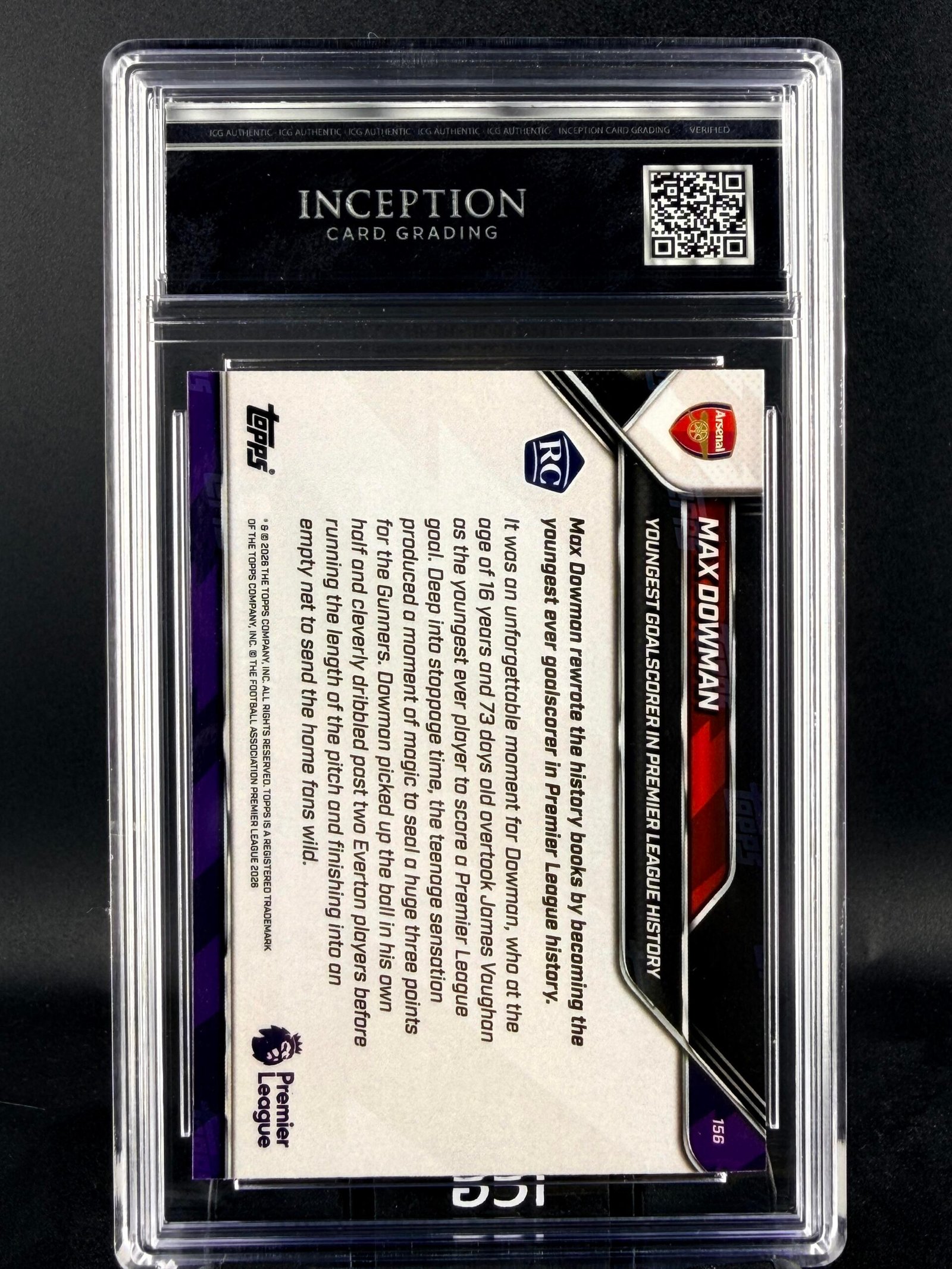 Otra vista de Cromo Max Dowman Rookie Topps GEM MINT 9,5 · Inception Card Grading · ICG · Sports Cards · TCG