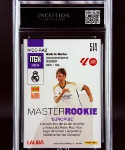 Otra vista de Cromo Nico Paz Master Rookie Panini Megacracks GEM MINT 10 · Inception Card Grading · ICG · Sports Cards · TCG