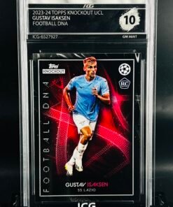 Fotografía de Cromo de fútbol Gustav Isaksen Rookie Topps Knockout Football DNA · GEM MINT 10 · Inception Card Grading · ICG · Sports Cards · TCG