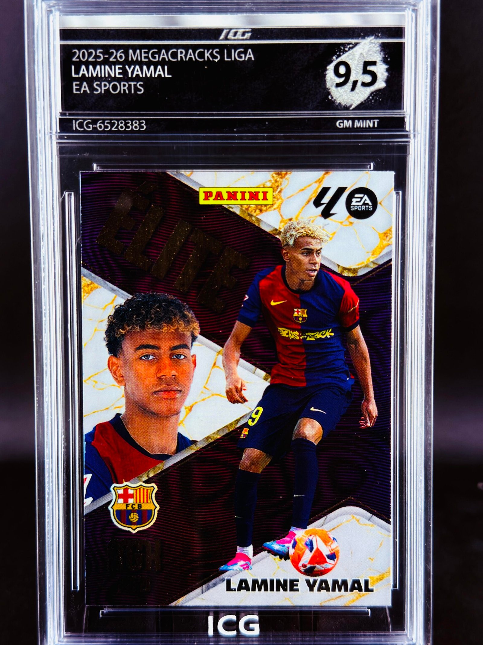 Otra vista de Cromo Lamine Yamal Panini Megacracks GEM MINT 9,5 · Inception Card Grading · ICG · Sports Cards · TCG