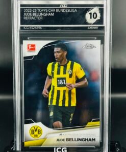 Fotografía de Cromo de fútbol Jude Bellingham Refractor Topps ICG GM MINT 10